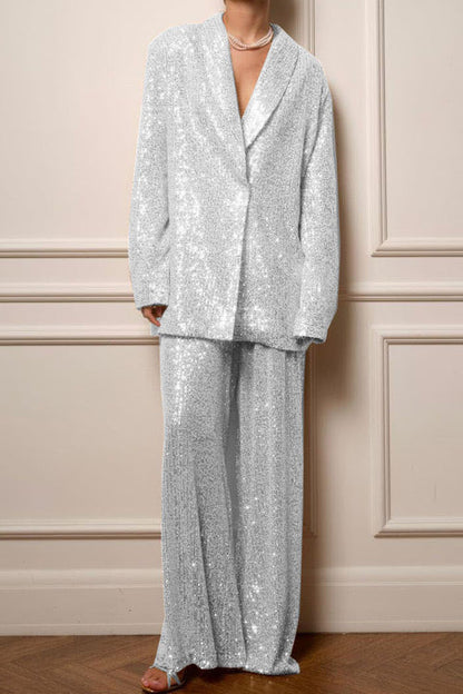 Sequined Suit Jacket And Trousers Set