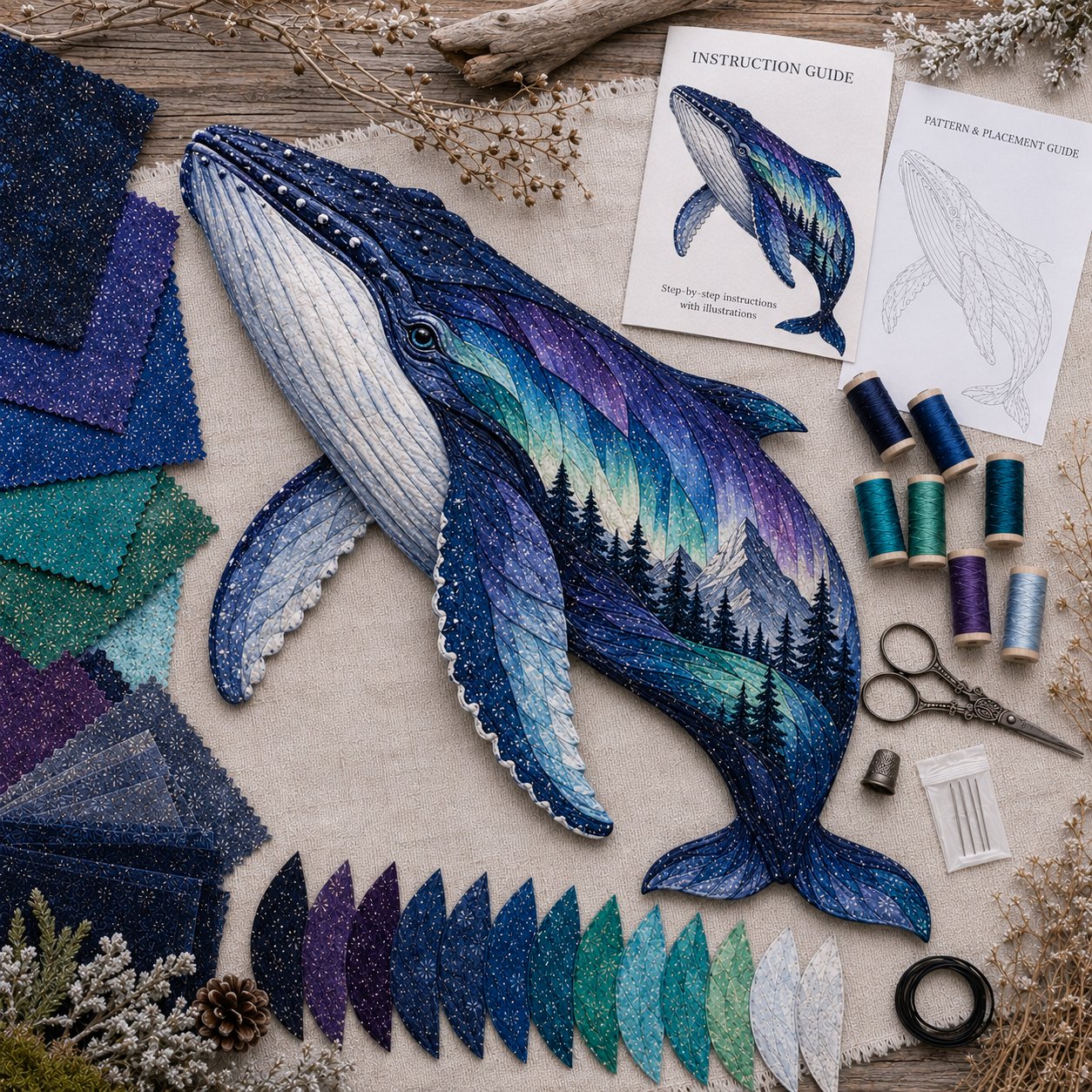 ⏳Last Day 49% OFF - 🌌🐺Northern Lights Wildlife DIY Patchwork Kit
