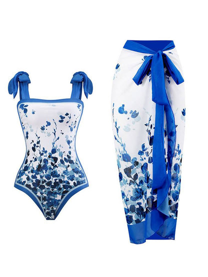 One Piece Swimsuit Chiffon Skirt Two-piece set