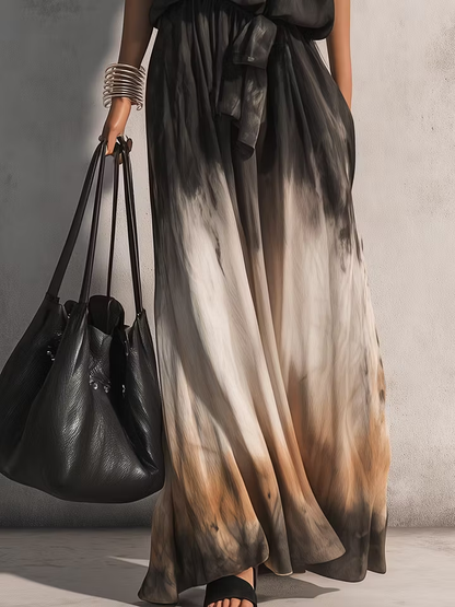 Black Cami Top Ombre A Line Maxi Skirt Set