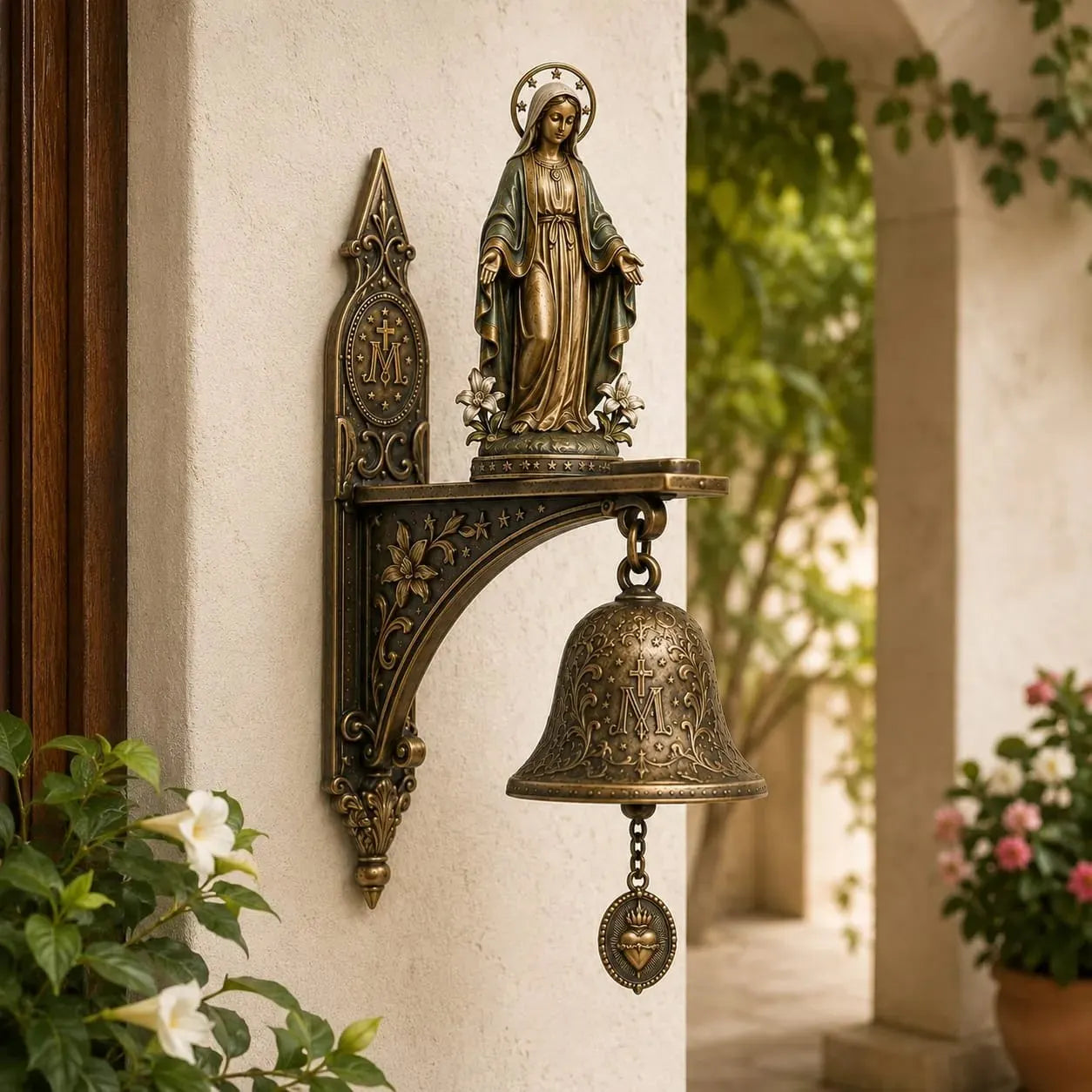🙏 Our Lady of Grace Miraculous Medal Hanging Bell – Sacred Catholic Home Decor & Inspiring Gift For Devout Women