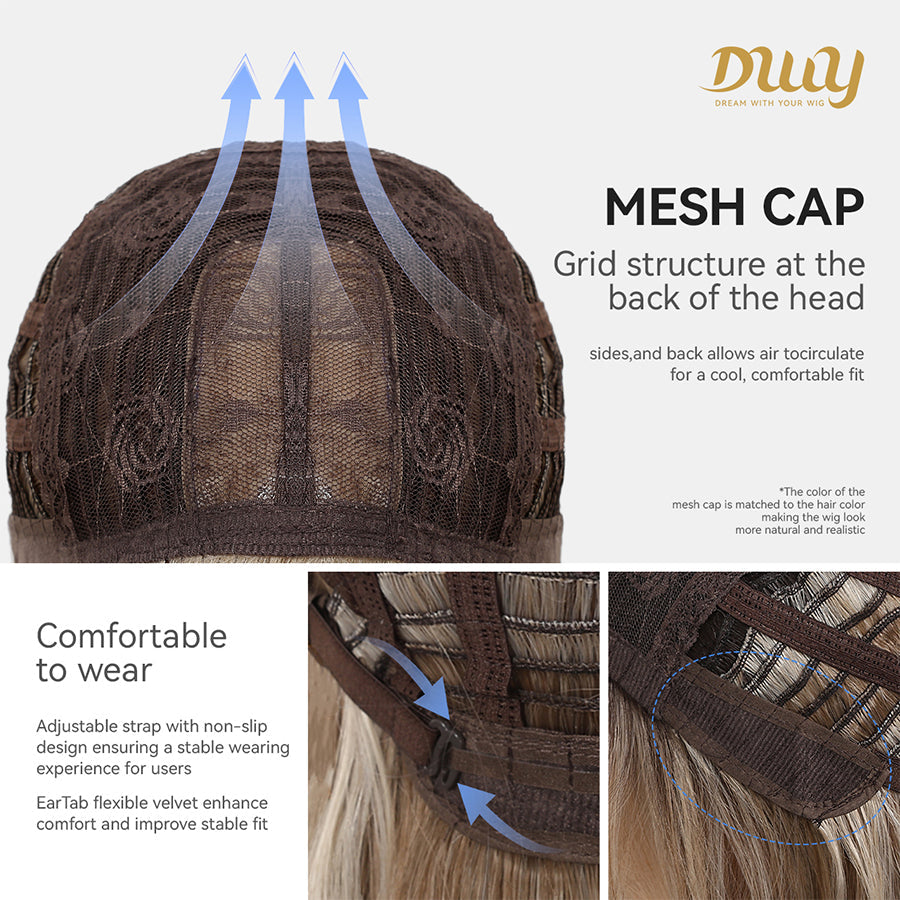 Simone -DWY Long-length Layer-cut Wave Ash Grey Gradient Glueless Synthetic Wig