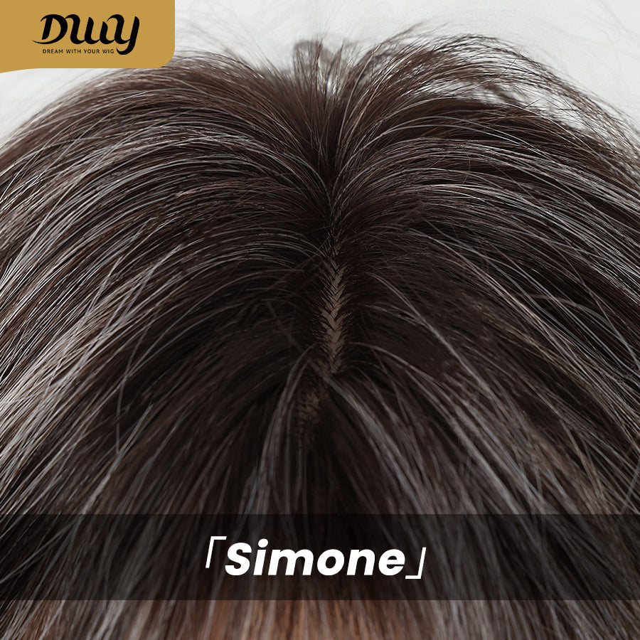 Simone -DWY Long-length Layer-cut Wave Ash Grey Gradient Glueless Synthetic Wig