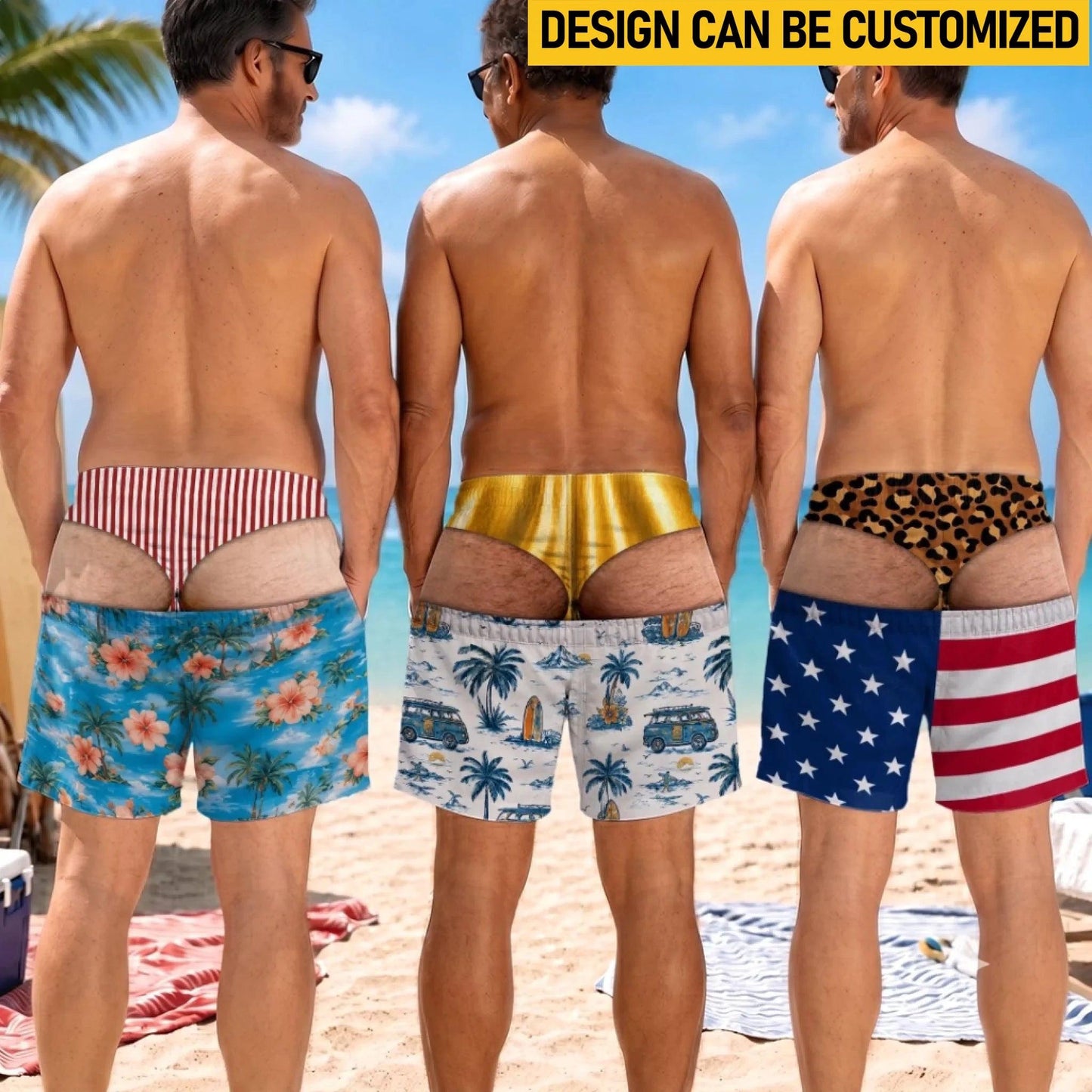 Maillot De Bain Personnalisé Pour Hommes, Nouveauté, Illusion D'optique, Short De Bain, Nouveauté Amusante, Short De Fête, Cadeau Pour Mari Et Petit Ami