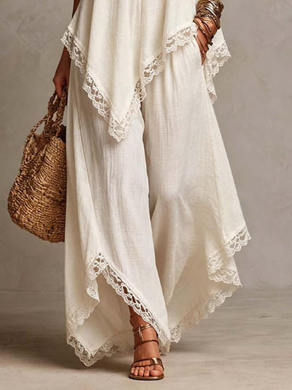 White Cami Lace Pant Set