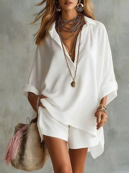 Oversized Pocket Beach Shorts Shirt Set