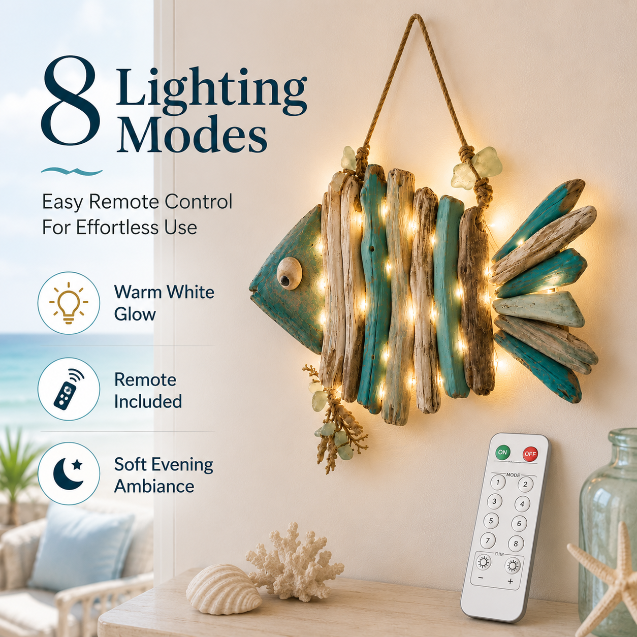 🌊 Lighted Coastal Fish Wall Decor – Bring Ocean Charm & Warm Glow to Your Home