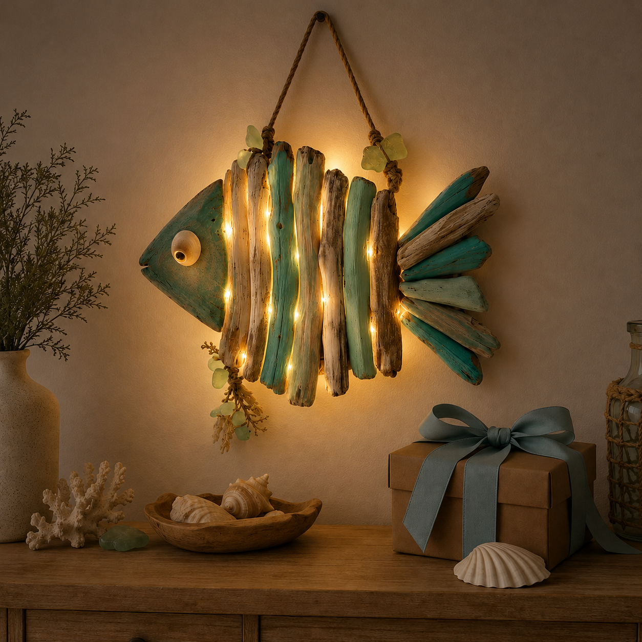 🌊 Lighted Coastal Fish Wall Decor – Bring Ocean Charm & Warm Glow to Your Home