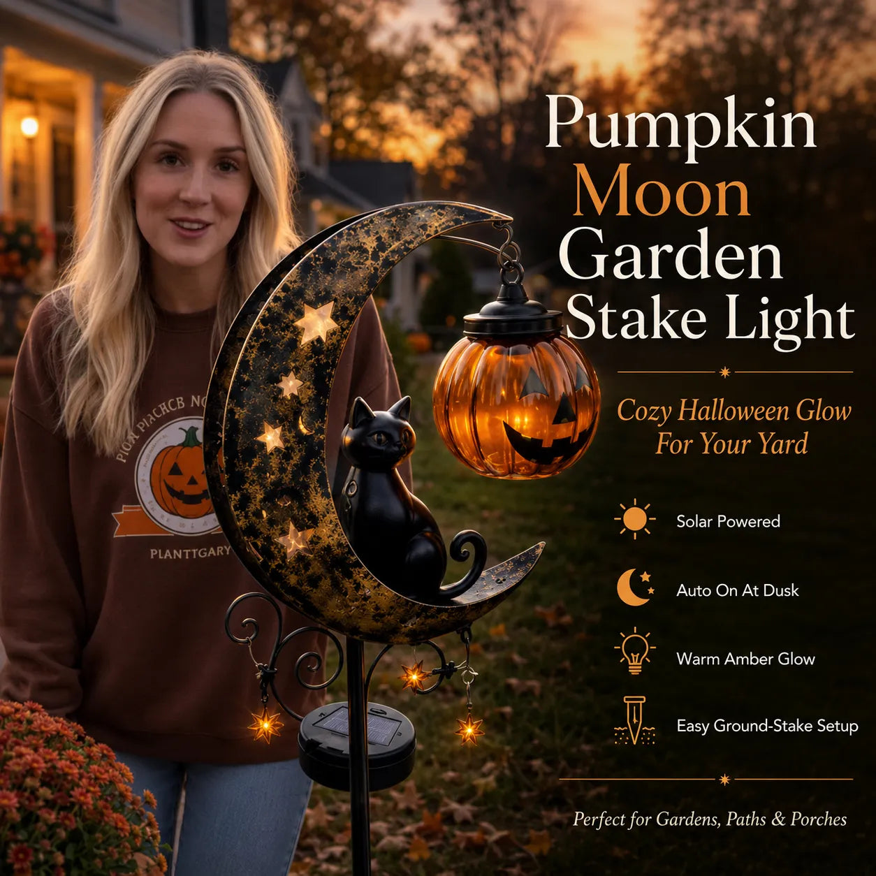 🎃Halloween Early Bird Special Sale 49% OFF-Pumpkin Moon Garden Stake Light