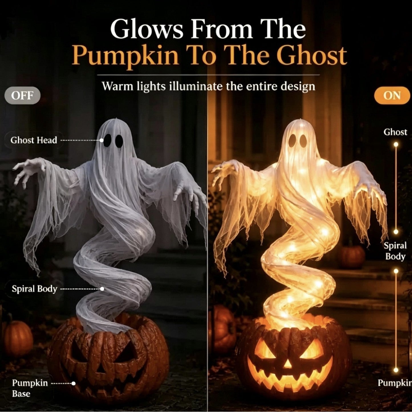👻Swirling Ghost Pumpkin Yard Lamp🎃