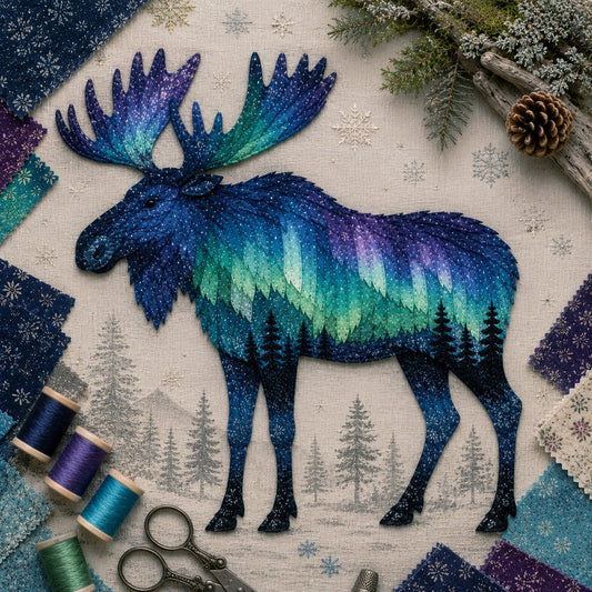 ⏳Dernier jour - 49 % de réduction - Kit de broderie DIY « Aurores boréales et faune sauvage »🌌🐺