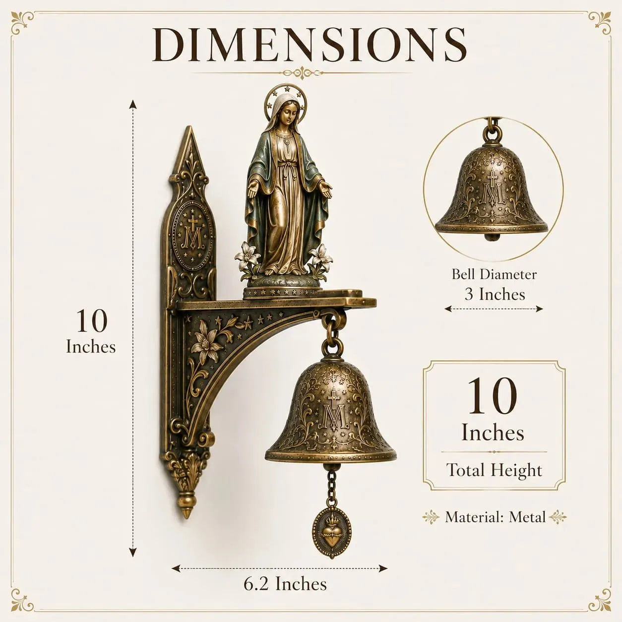 🙏 Our Lady of Grace Miraculous Medal Hanging Bell – Sacred Catholic Home Decor & Inspiring Gift For Devout Women