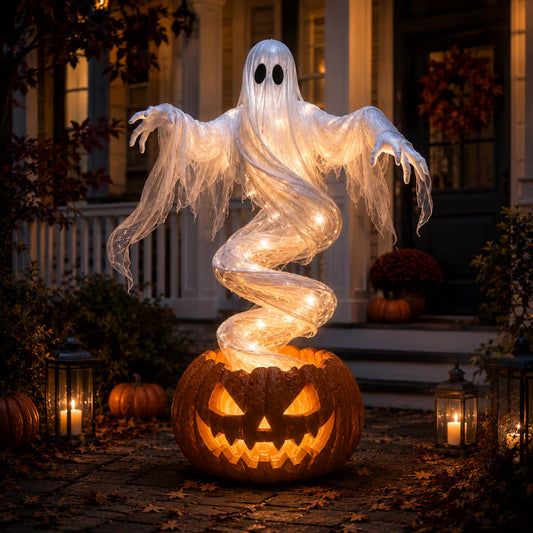 👻Lampe de jardin citrouille fantôme tourbillonnante🎃