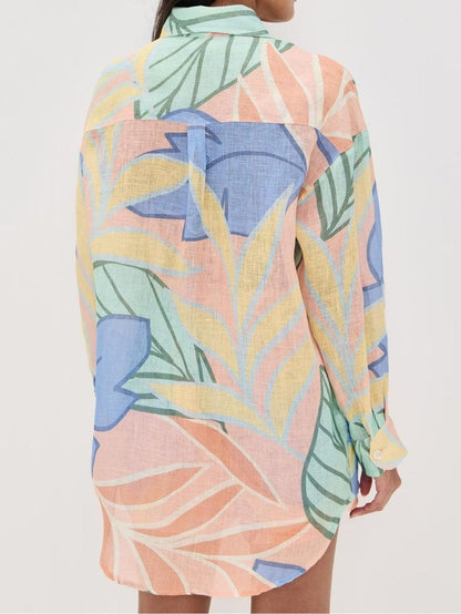 Playa Boyfriend Tropical Leaf Printed Short Set