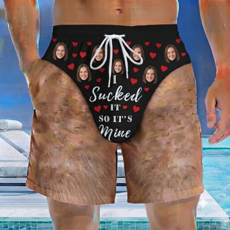 Maillot De Bain Personnalisé Pour Hommes, Nouveauté, Illusion D'optique, Short De Bain, Nouveauté Amusante, Short De Fête, Cadeau Pour Mari Et Petit Ami